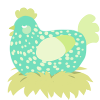 Seafoam, a mint and apple chicken with a speckle pattern