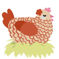 sugar lump, a cream and vermilion chicken with a lace pattern