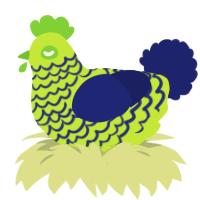 A lime and navy chicken with a lace pattern