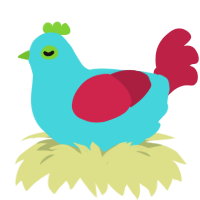 blubaloo, a aqua and crimson chicken