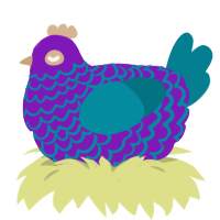 A violet and sea chicken with a lace pattern