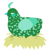 Failure 40, a viridian and mint chicken with a speckle pattern