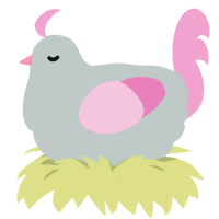A silver and pink chicken