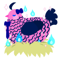 A pink and tumblr chicken with a lace pattern