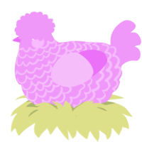 A lavender chicken with a lace pattern