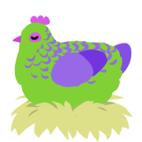 Witches Potion, a grass and blurple chicken with a half-lace pattern