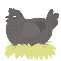 A grey chicken with a lace pattern