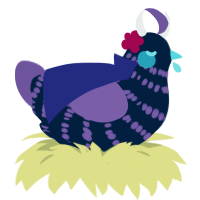 melantha lucille, a tumblr and overcast chicken with a bar pattern