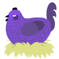 A blurple and overcast chicken with a double-lace pattern