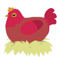 A red and crimson chicken with a head pattern