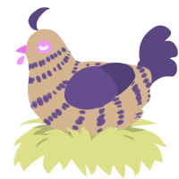 Blueberry Waffles, a beige and overcast chicken with a bar pattern