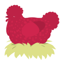 cranberry, a crimson chicken with a speckle pattern