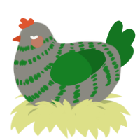 Luchino Diruse, a ash and leaf chicken with a bar pattern