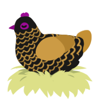 A sable and gold chicken with a lace pattern