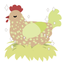 A beige and lemon chicken with a speckle pattern