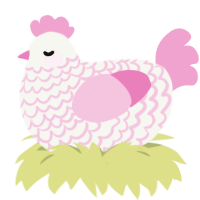 Fondant, a white and pink chicken with a lace pattern