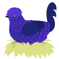 A indigo and navy chicken with a lace pattern