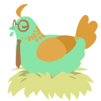 A mint and orange chicken with a neck-speckle pattern