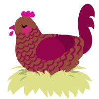A russet and maroon chicken with a lace pattern