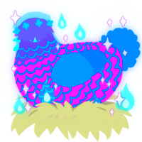 A orchid and sapphire chicken with a lace pattern