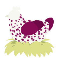 A white and wine chicken with a speckle pattern