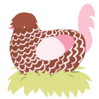 A russet and rose chicken with a lace pattern