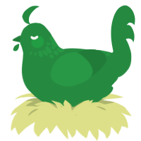 A viridian chicken with a neck-speckle pattern