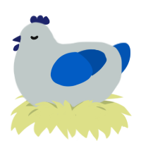 A silver and ultramarine chicken