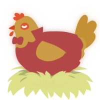 A red and gold chicken with a head pattern