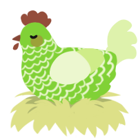 A grass and apple chicken with a lace pattern