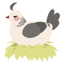 A cream and grey chicken with a neck-band pattern