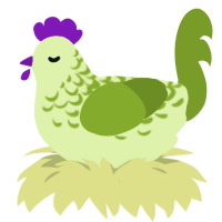 A apple and chartreuse chicken with a half-lace pattern
