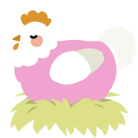 A pink and white chicken with a head pattern