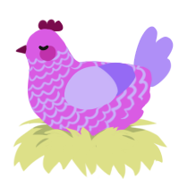 A orchid and lilac chicken with a lace pattern