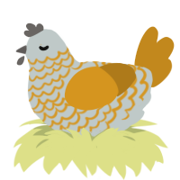Soopy Soobert, a silver and ochre chicken with a lace pattern