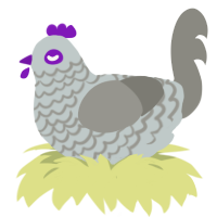 A silver and ash chicken with a lace pattern