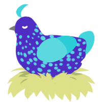 A indigo and aqua chicken with a speckle pattern