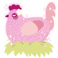 A lavender and pink chicken with a double-lace pattern