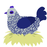 (unnamed), a silver and navy chicken with a double-lace pattern