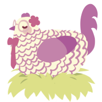 Blueberry Cheesecake, a pink and amethyst chicken with a lace pattern