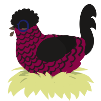 Alt Girl, a maroon and sable chicken with a lace pattern