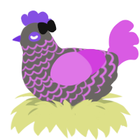 A grey and orchid chicken with a lace pattern