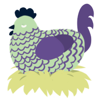 Boe, a gluppy and overcast chicken with a lace pattern