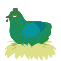 Waving Banner, a viridian and teal chicken with a lace pattern