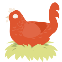 A vermilion chicken with a half-lace pattern