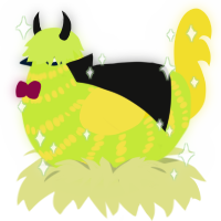 A lime and yellow chicken with a bar pattern