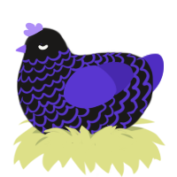 Awawawa, a sable and indigo chicken with a lace pattern