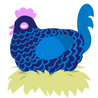 A navy and sapphire chicken with a lace pattern