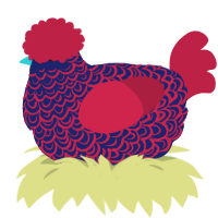 A navy and crimson chicken with a double-lace pattern