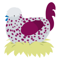A mist and wine chicken with a speckle pattern